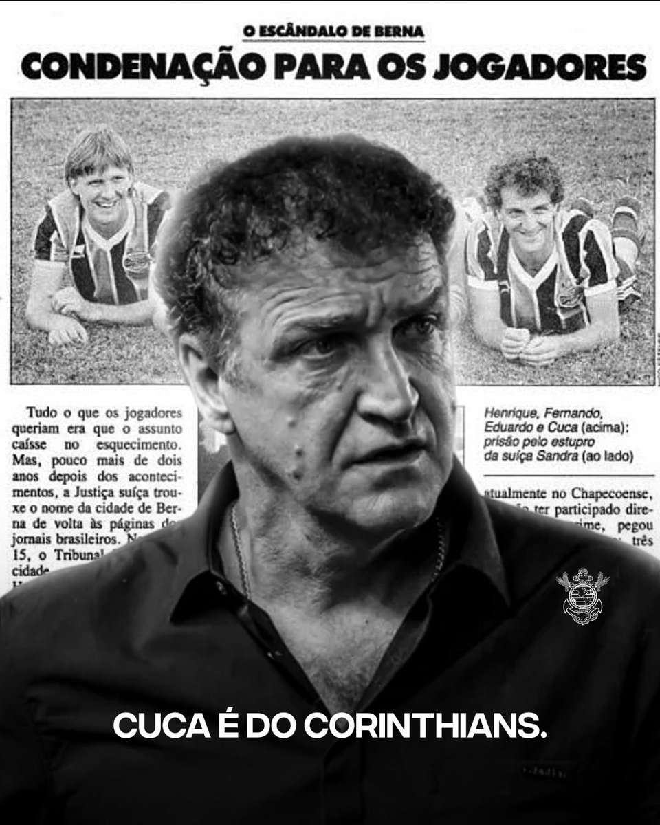 povotime1910's tweet photo. 🚨 Condenado por estupro coletivo de uma garota de 13 anos em 1987, Cuca é o novo treinador do Corinthians. https://t.co/AAYwmzzbQi