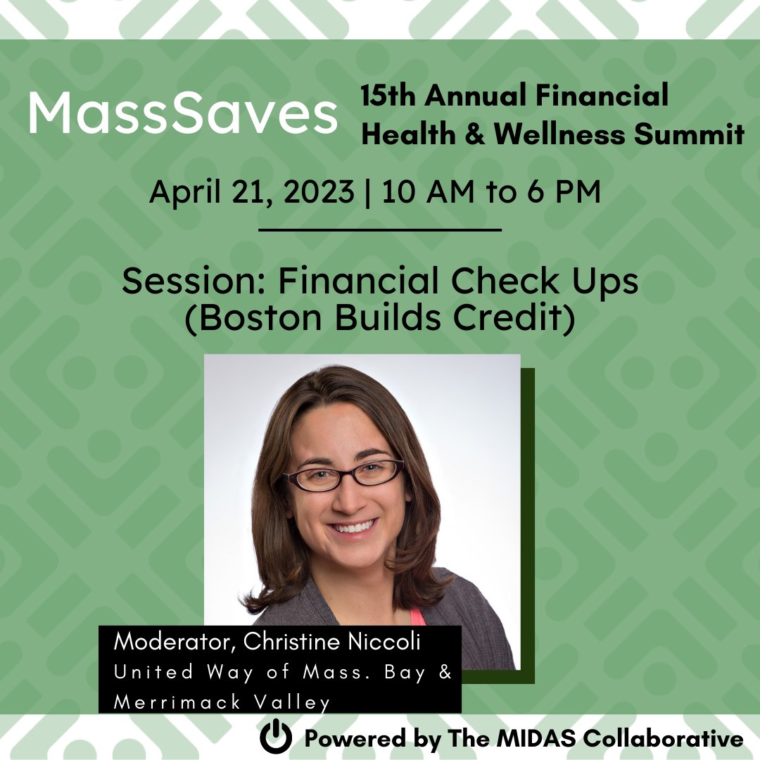 Tomorrow, 4/21, at 10am is the MassSaves Financial Health &amp; Wellness Summit, an opportunity for our community to come together, share and learn to improve financial education. Hear from speakers including two United Way team members. <a href="/midascollab/">Midas Collaborative</a> RSVP: bit.ly/40FS2PS