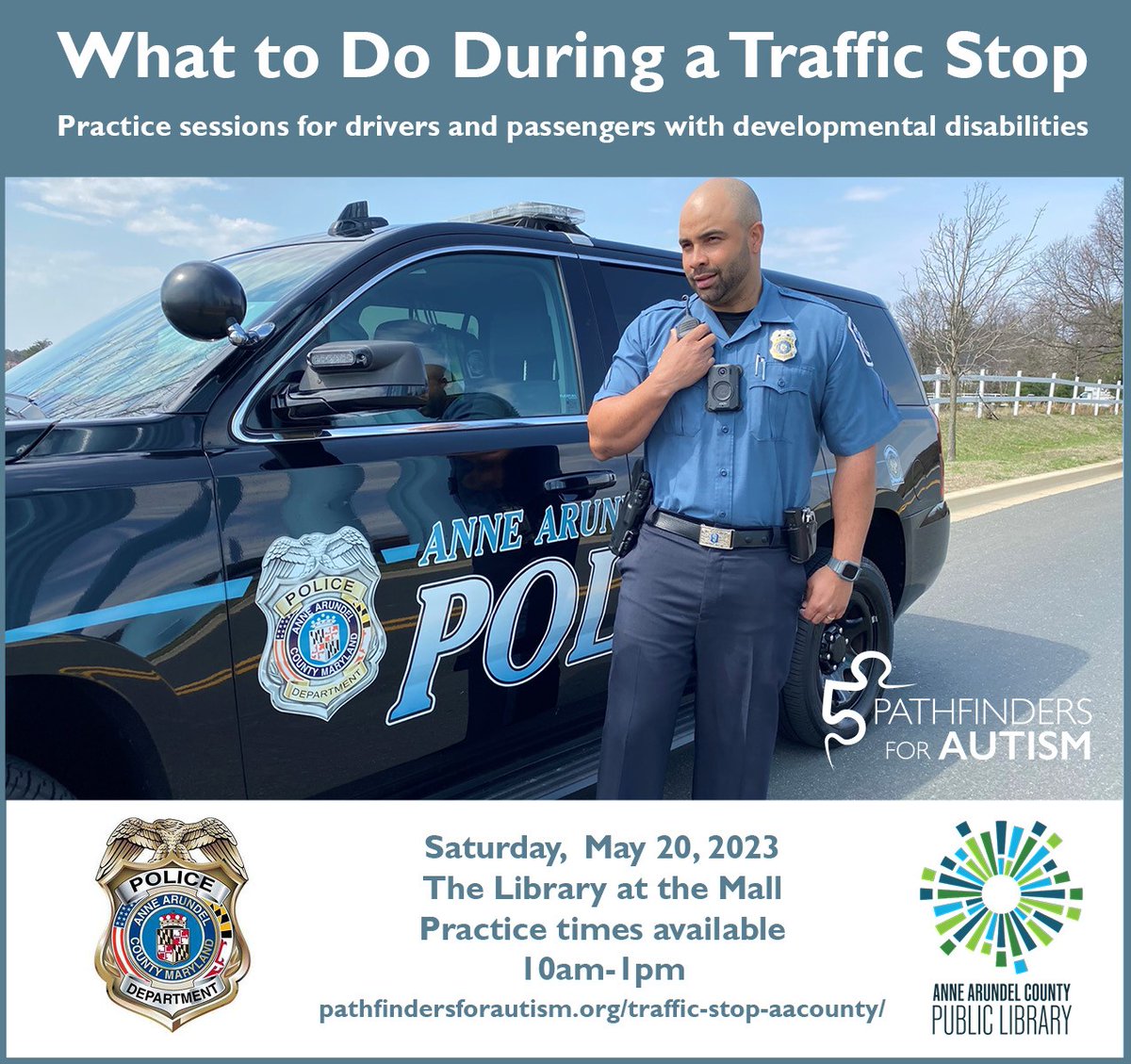 Do you feel anxious when being pulled over? You’re not alone. Click the link below to register for a free webinar where you can practice being pulled over by @AACOPD in a calm environment. #MDOTSafety

Details ➡️ bit.ly/3KZHMwd.