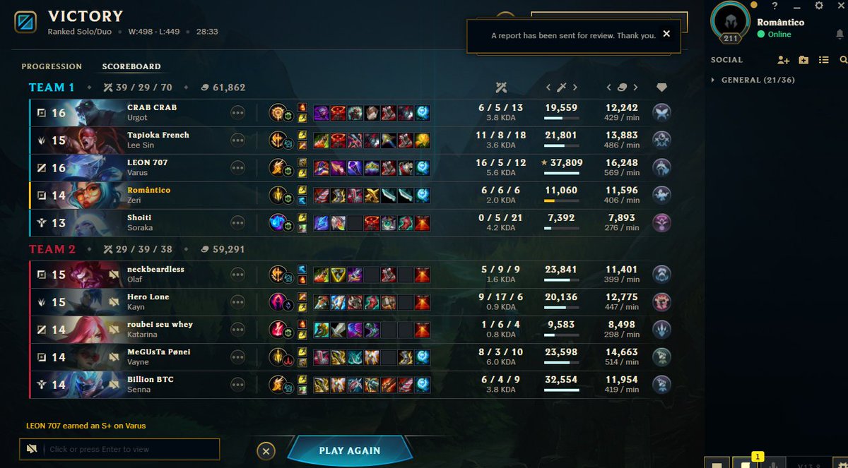 Mystrlol's tweet photo. @Dioudlol coe mano esse cara aqui ta jogando a horas ranqued, conta gm com mais de 500 games, por favor bane essa aberração https://t.co/tbNNBDWWPZ