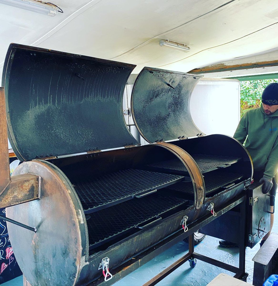_meksikan's tweet photo. Last chance to catch us @levymarket until Sept 😢 come say 👋🏼 

Levy Night Mkt 5-9pm Friday 
lots of smoked meats on the menu 🔥

👉 pic of new smoker - be part of our pitch this season - working on a name for him (defo a him as 400kgs) suggestions welcome 🙏 

❤️ #levenshulme https://t.co/WiVq8L1NaL