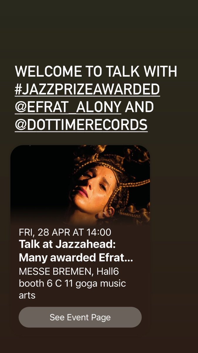 GogaMusicArts's tweet photo. Come and join to talk with #efratalony and #handelfastforward by dottimerecords @jazzpreis @jazzahead @jacekbrun @JAZZTHETIK @europejazznet @Jazzineu https://t.co/LeGBwq7ddL