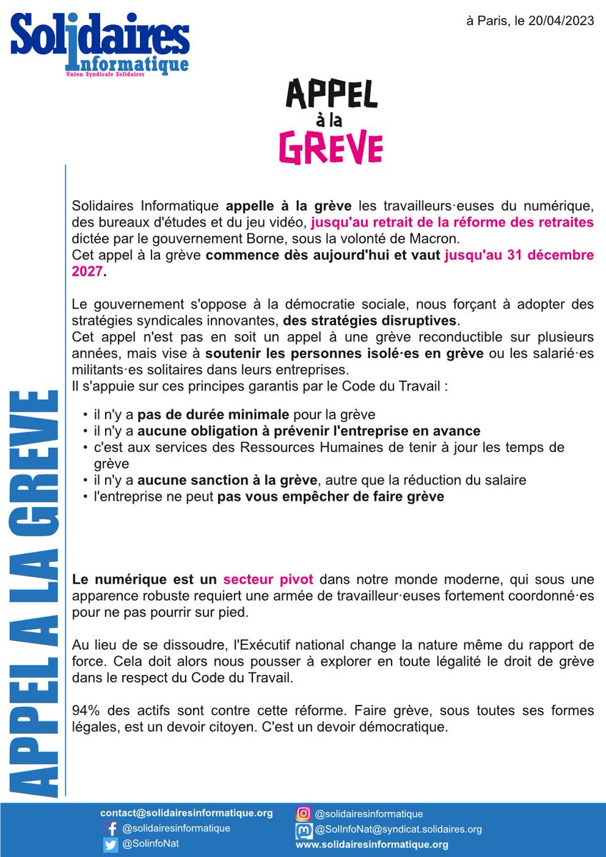 SolInfoNat's tweet photo. APPEL A LA GREVILLA
 - version "patron compatible" 😌

Le même appel, mais formulé d'une manière plus lisse et plus facilement présentable à une direction.

https://t.co/EqH097QipA https://t.co/enegVxoz9t