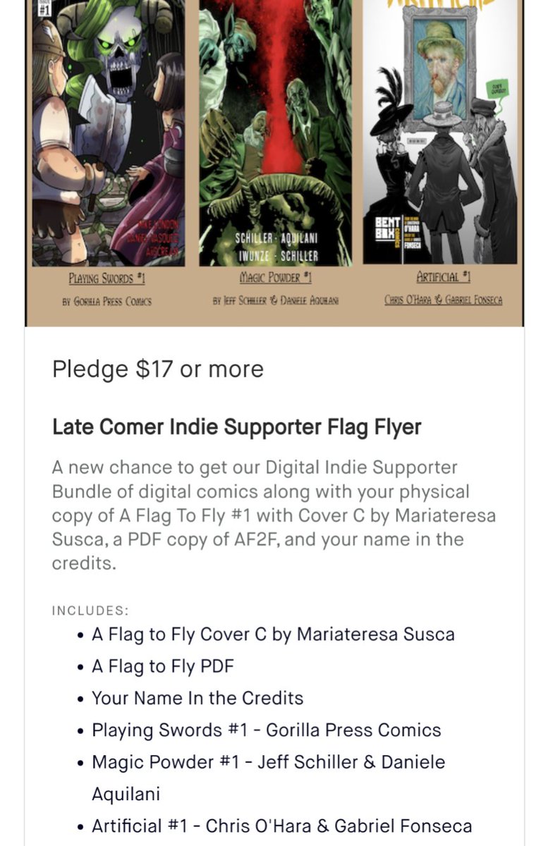 It's back!! For our FINAL 10 DAYS!! Come support #IndieComics and #IndieCreators by getting our Late Comer tier and get 4 Digital Comics with your gorgeous @wnikeartist Cover C variant of A Flag to Fly!!