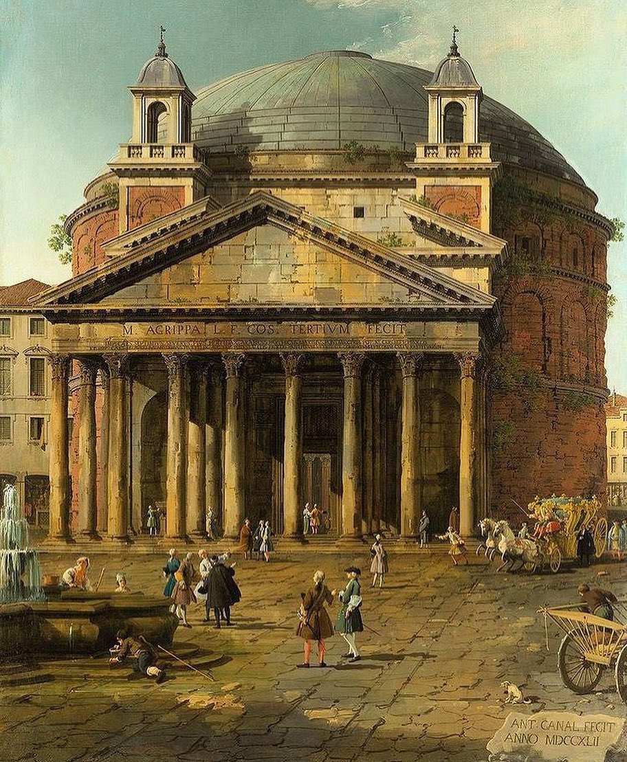 El Panteón (1742) 
Autor, Giovanni Antonio Canal, “Canaletto”, el gran pintor y exponente del Vedutismo: Cuadros de paisajes y vistas de la ciudad. 

#Arte