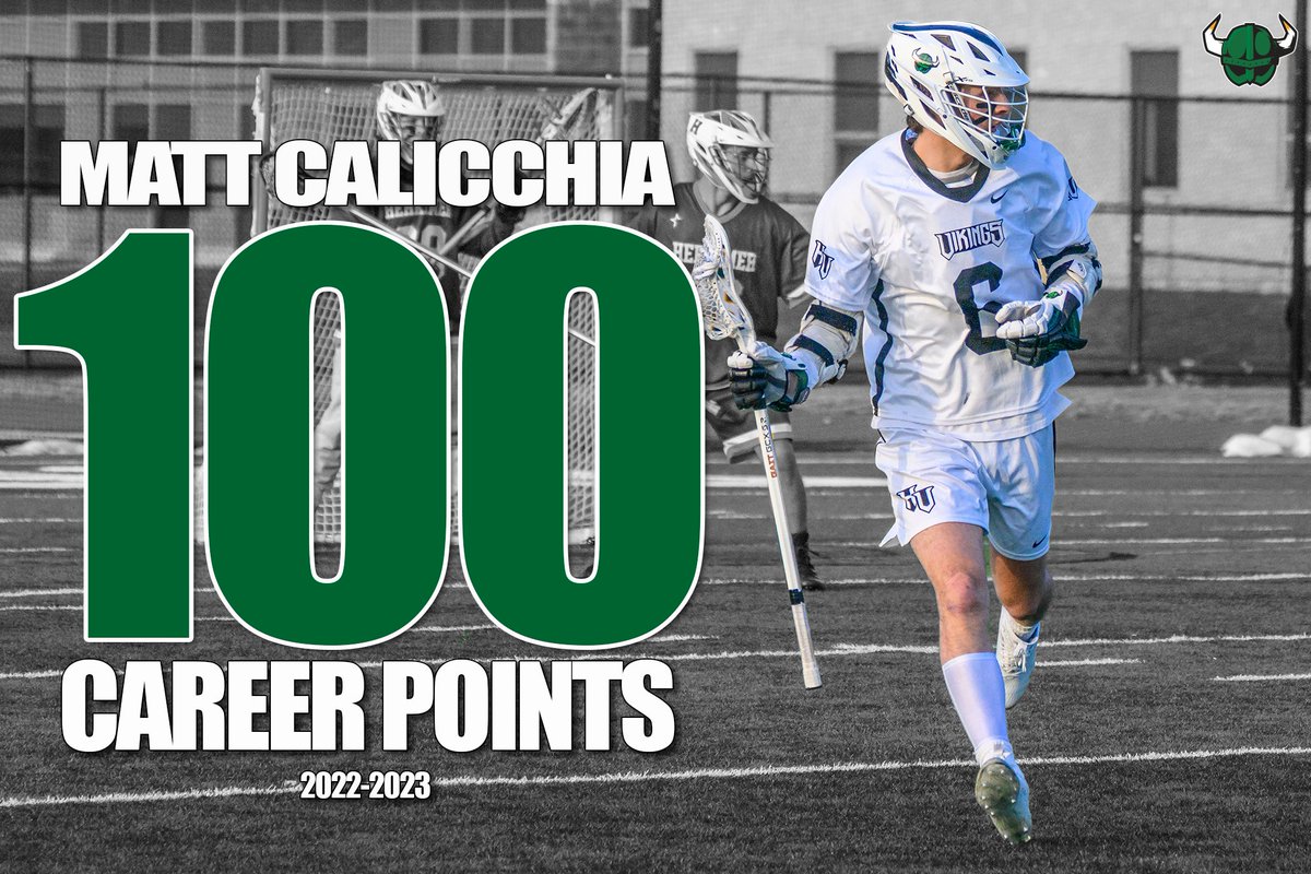 Congratulations to men's lacrosse captain Matt Calicchia on surpassing 100 career points during his two seasons for the Vikings! #GoVikings