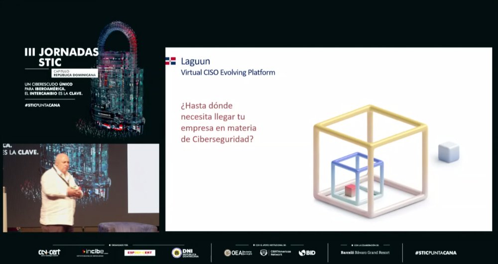 Seguimos con más ponencias en estas III Jornadas #STICPUNTACANA con la ponencia de Santiago Moral, de Xauen Cyber Science presentando la plataforma #Laguun Virtual CISO Evolving Platform.