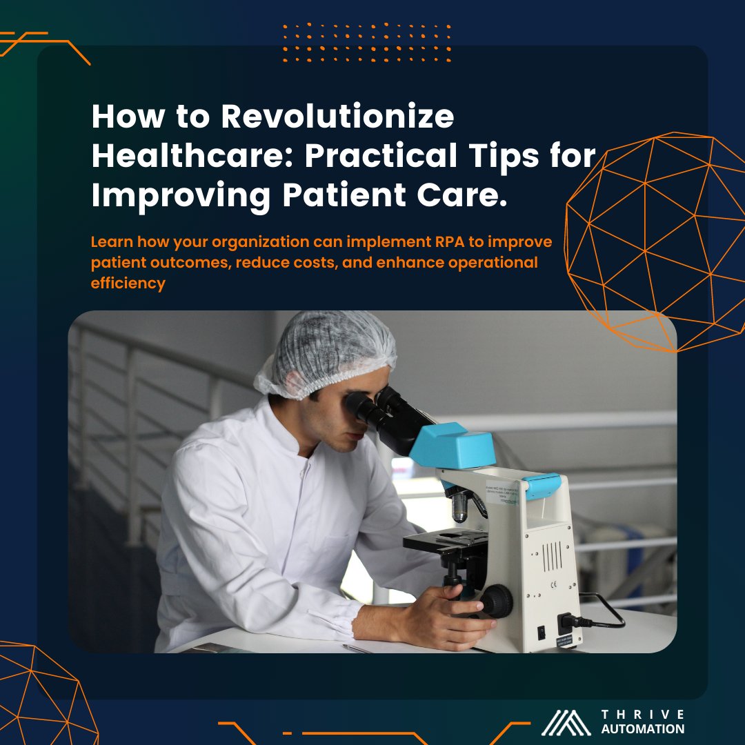 ThriveAutomate's tweet photo. Are you looking to optimize workflows and improve patient care in healthcare?
Discover how Robotic Process Automation can revolutionize your healthcare organization.
https://t.co/flsCaAoZMM

#healthcareautomation #patientcare #workflowoptimization #efficiency https://t.co/KBXkuujCYm
