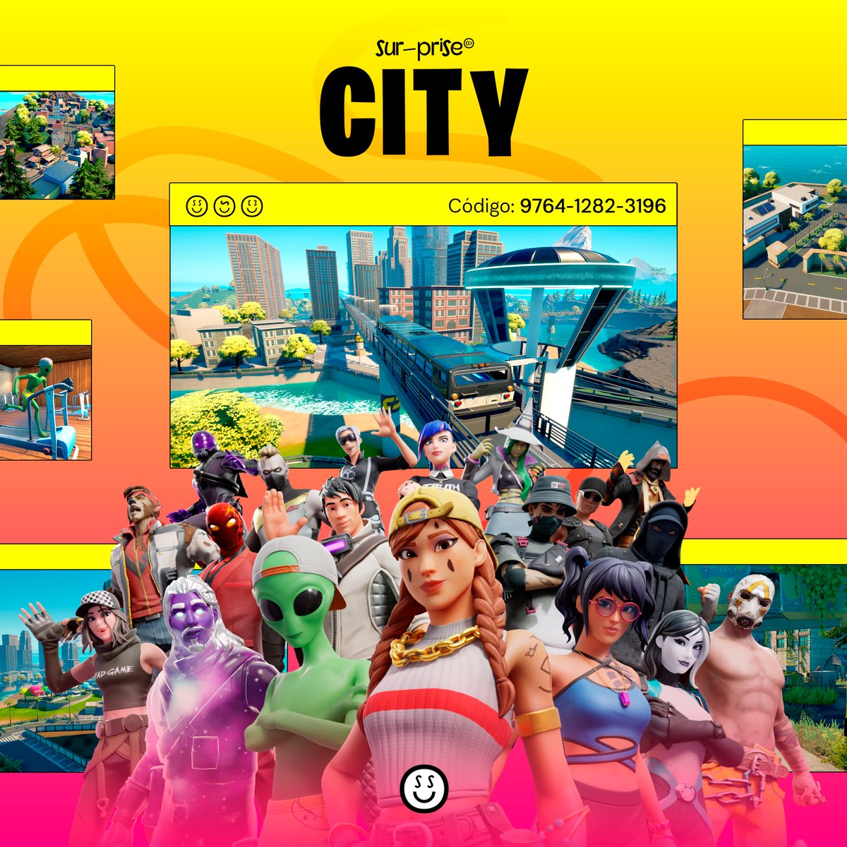 surpriseugc's tweet photo. O MELHOR MAPA DE RP DO #Fortnite CHEGOU A MAIS DE 1 MILHÃO DE PLAYERS! 🔥
🏙️ SURPRISE CITY 🏙️
🔒 CÓDIGO: 9764-1282-3196
Chama geral pra gameplay e vem pro nosso servidor, link na bio! 😎
#Fortnite #FortniteRP #FortniteBR #SurpriseCo #SurpriseCity #ModoCriativo #MapasFortnite https://t.co/gIwg4Esek5
