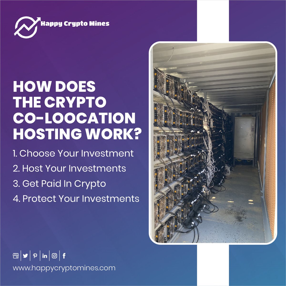 HappyCMines's tweet photo. How does the Crypto Co-location hosting work?

Choose Your Investment

Host Your Investments

Get Paid In Crypto

Protect Your Investments

For more details, visit:🌐 https://t.co/barENLW4IT

Contact Us
📧 contact@happycryptomines.com
📞 +1 424-408-8869

#cryptominers #bitcoin https://t.co/TyrTQJ2kOq