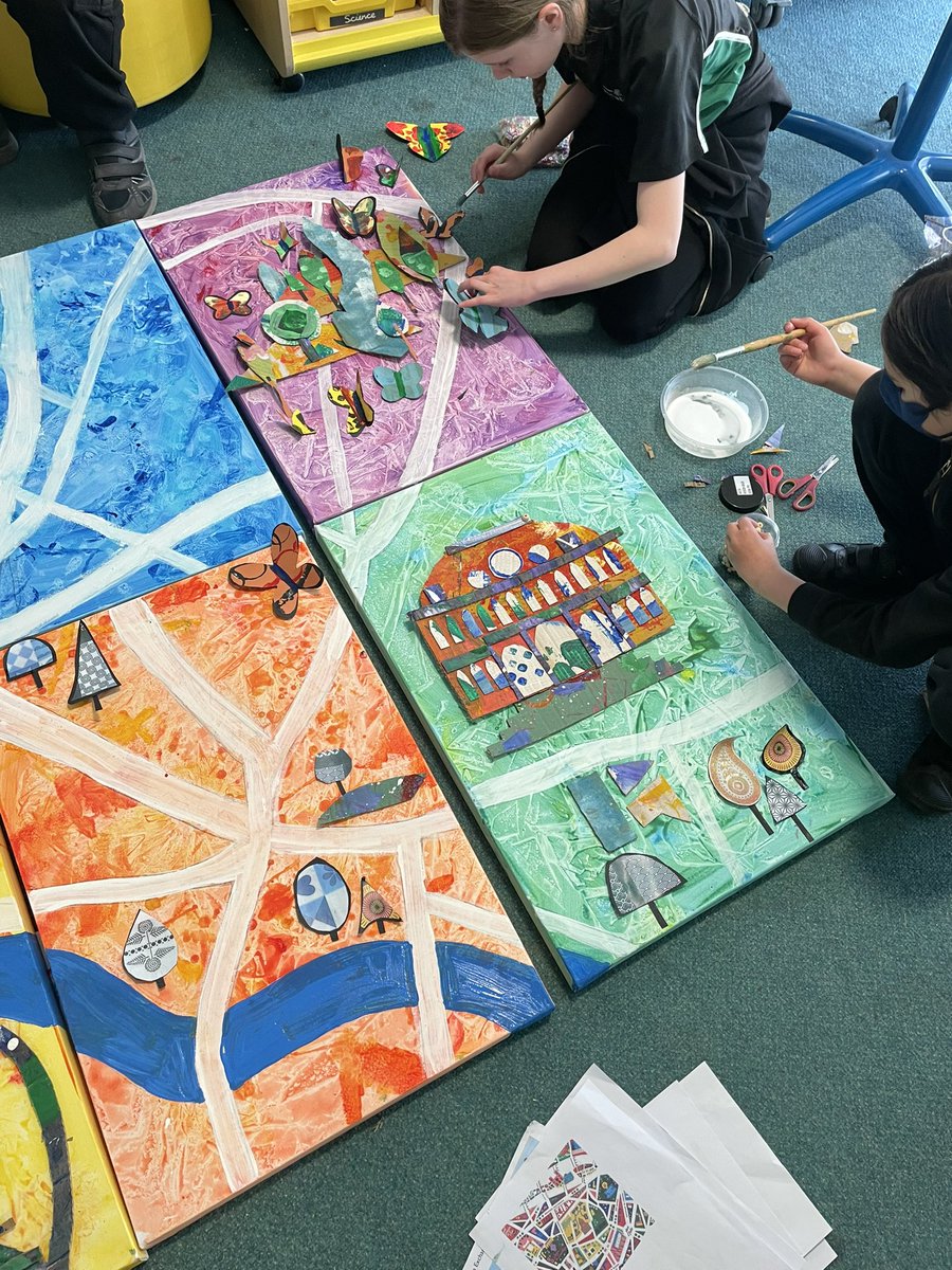 artworksedu's tweet photo. We finished! What a treat to be part of this project with @ArtRoundhay as they celebrate @leeds_23 the children have been amazing and I can’t wait to see it up on display! https://t.co/jraXnEMCfA