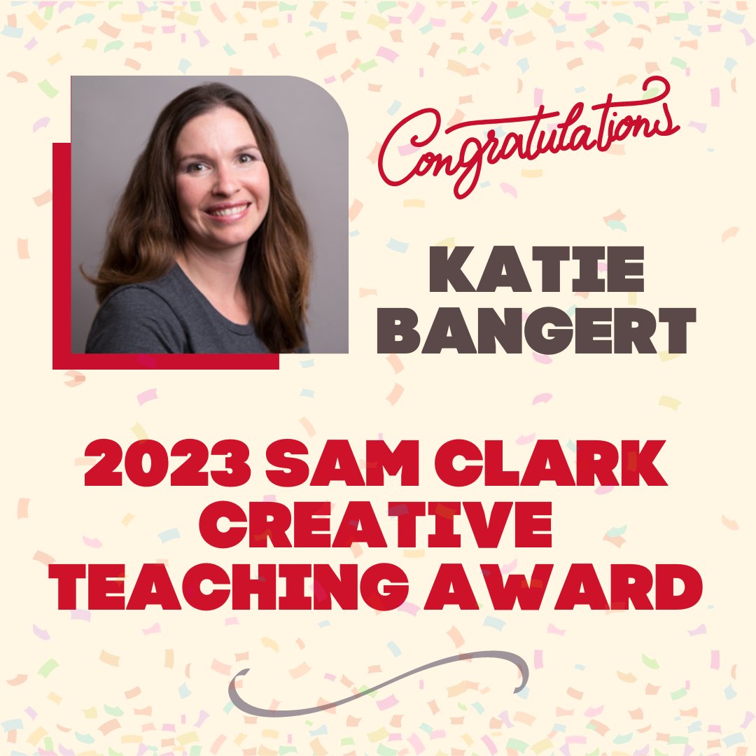 HDFS_iastate's tweet photo. Congratulations to Katie Bangert for winning the 2023 Sam Clark Creative Teaching Award! #HDFS #HDFSproud https://t.co/5qslIa0X7j