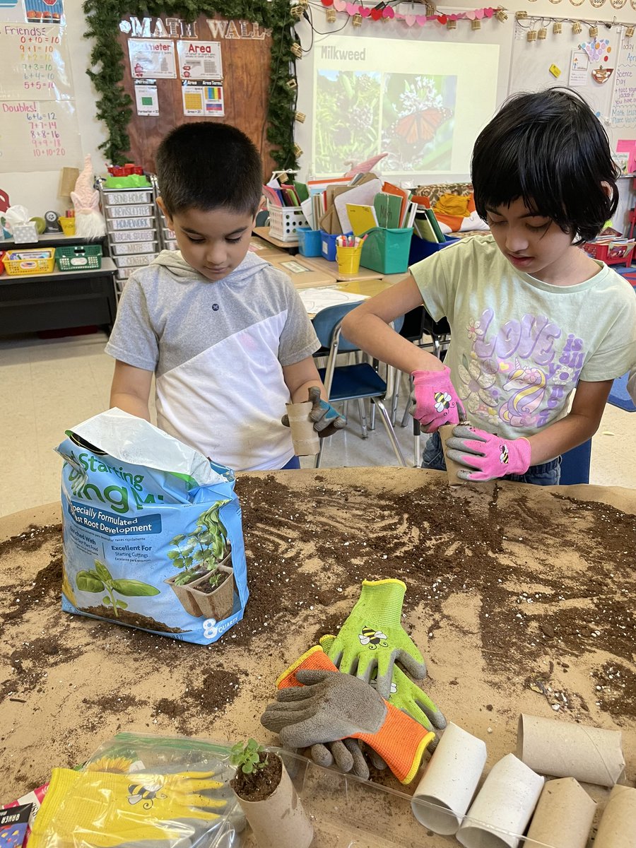 MissFrye14's tweet photo. Planting for the pollinators!🌻🐝🦋 Students learned about the decline in bird’s habitats and how planting native plants can help give them new homes and food. We planted pollinator friendly and native plants after learning about a pollinator bird, the hummingbird. #WErTJ https://t.co/3pKPi722TG
