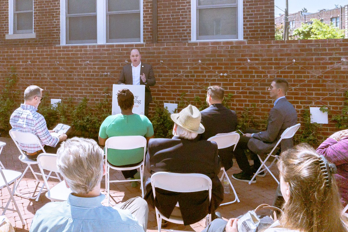 DCDHCD's tweet photo. A beautiful day for a ribbon cutting with @WesleyHousing for the Hampshire in #Ward4. #TeamDHCD joined to celebrate the rehabilitation of 53 units (and 3 new ones) with the help of #TOPA and @MayorBowser’s Housing Preservation Fund and 9% tax credits. #36000by2025 https://t.co/pHrCxOtEAA
