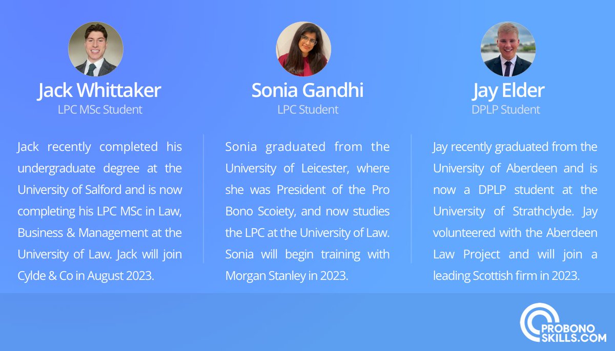 We're pleased to welcome Jack Whittaker, Sonia Gandhi and Jay Elder to <a href="/probonoskills/">ProBonoSkills.com</a>' E&amp;W Steering Committee. Find out more below ⬇️

#WeDoProBono

probonoskills.com/news/jack_whit…