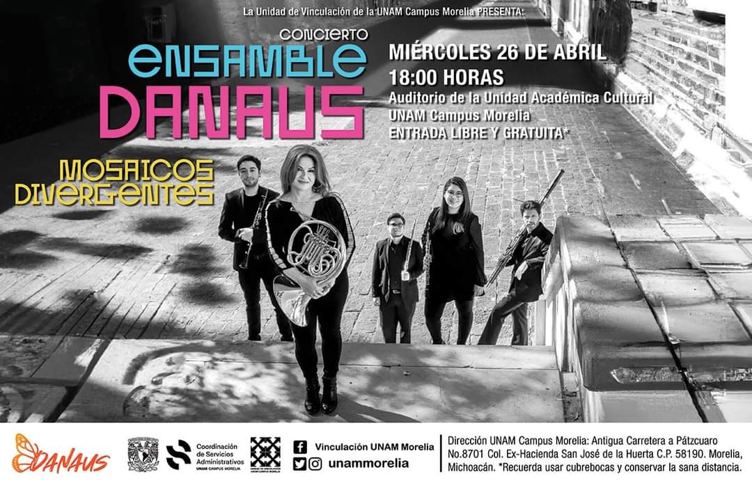 unammorelia's tweet photo. 📣🎊🎉🎵🎵🎵
El Programa Artístico y Cultural de la Unidad de Vinculacion Unam Morelia de la UNAM Campus Morelia, inicia una Temporada de Música de Cámara.
🎼🎻🎵 🥳 😍
#conciertomorelia
#ensamble
#Danaus
#VinculacionUNAMMorelia
#UNAMCampusMorelia 
#unammorelia https://t.co/RwrQYyDeXp