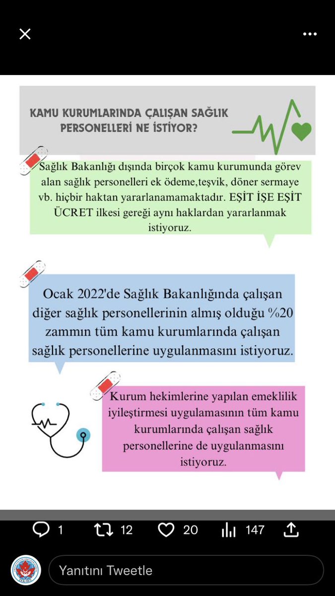 <a href="/saglikbakanligi/">T.C. Sağlık Bakanlığı</a> dışında görevli hekimdışı sağlık çalışanları,kamuda görevli oldukları Kurumlara atandıktan sonra;S.B.’da görevli meslektaşları ile aynı haklardan faydalanamadı

Eşit işe,eşit (olmayan) ücret! NEDEN?

@sbdcsplatform
#sağlıkçıayrımıyapma
#hekimdışısağlıkçınınsesiol