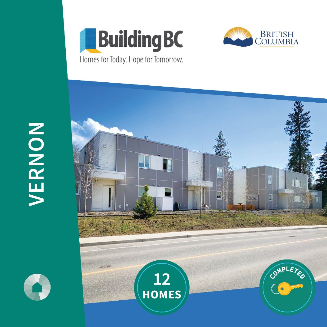 BC_Housing's tweet photo. Families and seniors in Vernon now have access to 25 new affordable rental homes, thanks to the opening of The Village at Okanagan Landing and another project at 4005 Pleasant Valley Rd. 

 For more information, visit: https://t.co/prSsQ8mog1 https://t.co/cCD52uEQTR