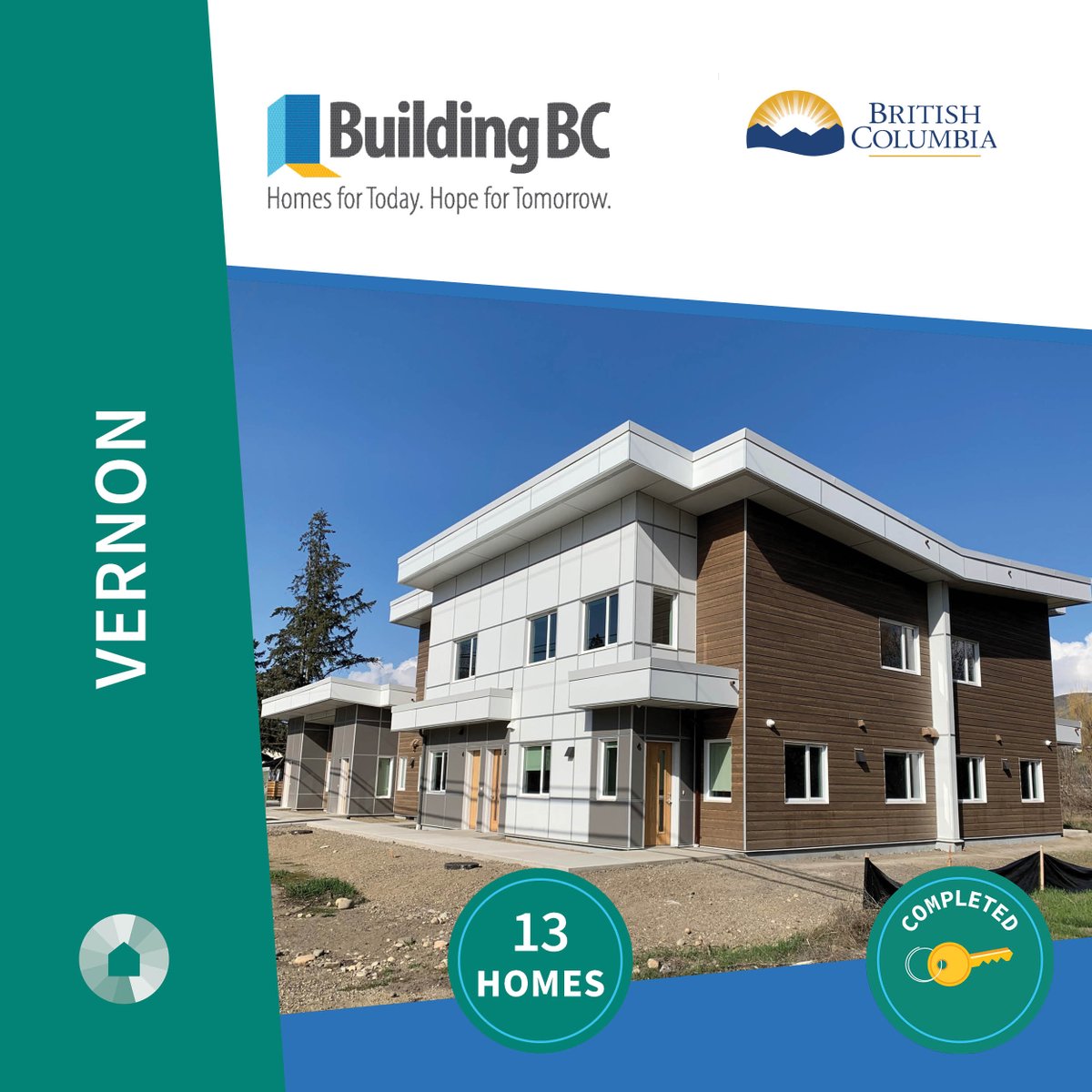 BC_Housing's tweet photo. Families and seniors in Vernon now have access to 25 new affordable rental homes, thanks to the opening of The Village at Okanagan Landing and another project at 4005 Pleasant Valley Rd. 

 For more information, visit: https://t.co/prSsQ8mog1 https://t.co/cCD52uEQTR