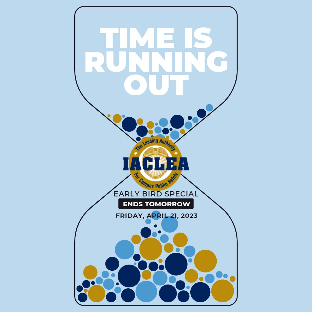 IACLEA_Members's tweet photo. Register for IACLEA's 2023 Conference and Exposition today to catch the Early Bird DISCOUNT --> https://t.co/UY99k8eQqN
#IACLEA #CampusSafety #LawEnforcement #iacleac2023 #securityprofessional #networking #educationalsessions #specialevents https://t.co/z593gm0Qxl