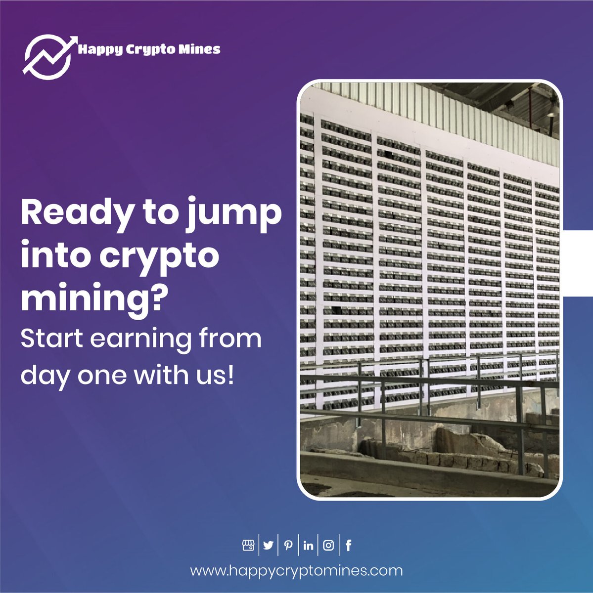 HappyCMines's tweet photo. Ready to jump into crypto mining? Start earning from day one with Happy Crypto Mines! Our co-location service allows you to invest in any ASIC miner of your choice and mine crypto without the hassle of deliveries, setups, troubleshooting, space, repairs and more.

#cryptoshare https://t.co/UjgBGsFfvP
