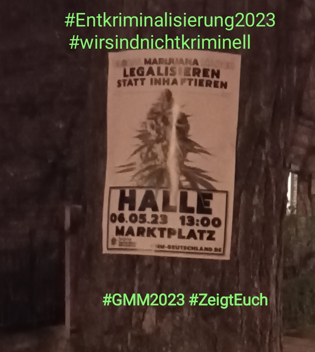 #Entkriminalisierung2023 #Wirsindnichtkriminell #EigenanbauStraffrei #Grenzwertanpassung #10ng 
#ZeigtEuch in Halle/Saale am 06.05.2023 💚