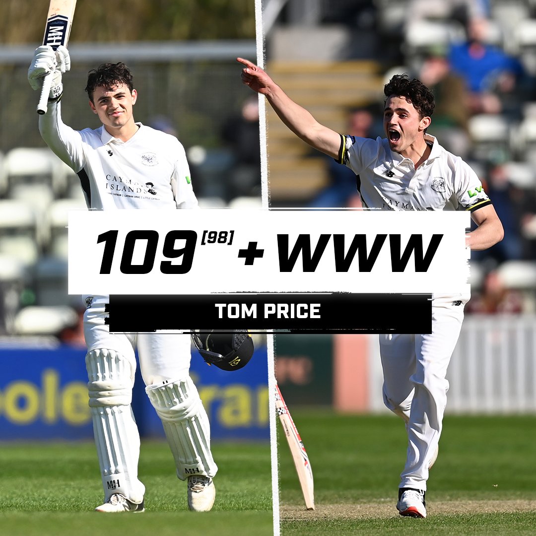 ⏤ Blast a hundred
⏤ Take a hat-trick

A sensational effort from Tom Price!