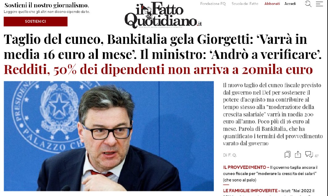 MaurizioIlBrig1's tweet photo. #GovernoDiIncompetenti #GovernoDellaVergogna #governodegliorrori Un ministro che deve verificare quanto vale il #TaglioDelCuneoFiscale dopo averlo pubblicizzato in #PompaMagna e averne fatto il perno centrale della politica economica, non vale una cicca https://t.co/zxnVaIK1m0
