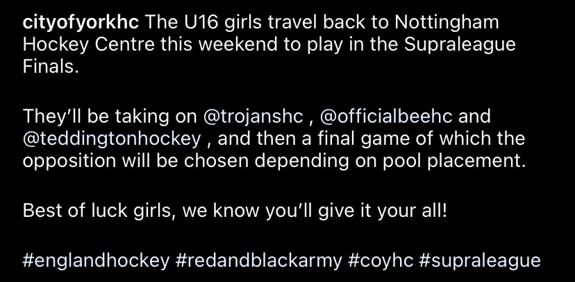 Another trip to Nottingham for our U16 girls, this time for the Supraleague finals! 

Best of luck ❤️🖤

#englandhockey #redandblackarmy #coyhc