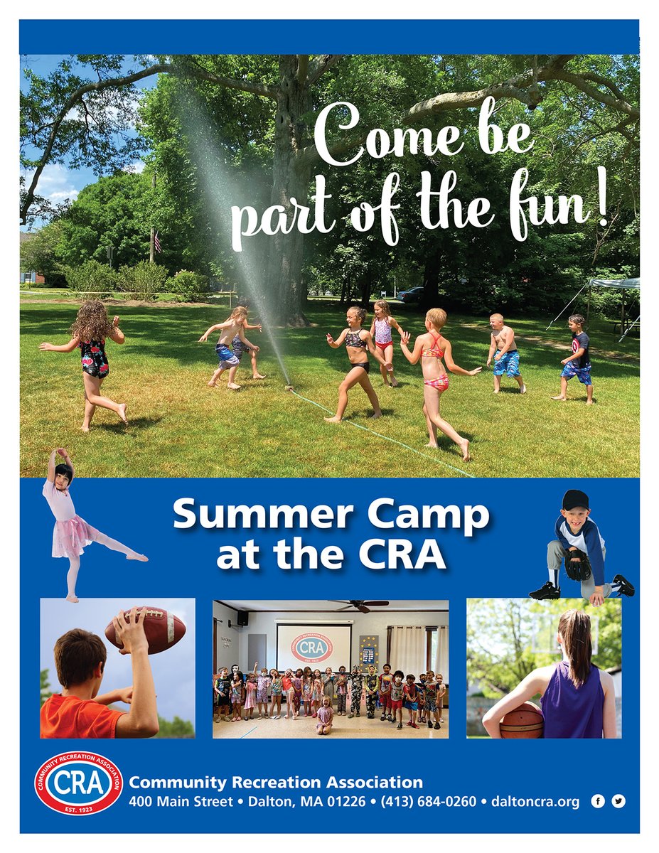dalton_cra's tweet photo. We are getting excited for summer! From Day Camp to Specialty Camps to Sports Camps, we have a lot to choose from

Registration is now open - sign up today!

Visit https://t.co/HrK5vlEbuD for more information, a link to online registration, and printable registration forms! https://t.co/kGoyaYftNo