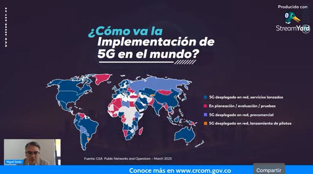 CRCCol's tweet image. ¿Cómo va la implementación del 5G en el Mundo? &quot;A corte de febrero del 2023, 249 operadores lanzaron servicios comerciales 5G en 97 países&quot;: Miguel Durán en el #ISWTalks
youtube.com/watch?v=GaouTM…
