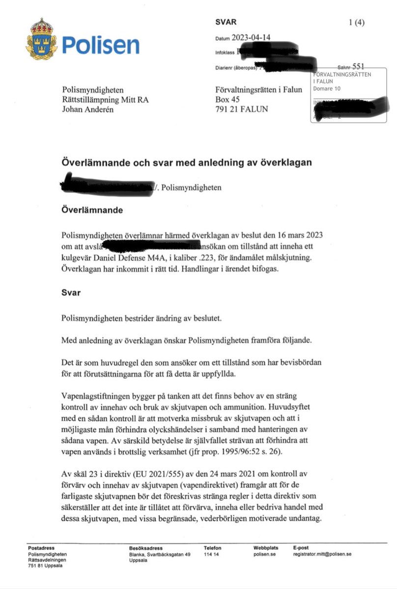 PiaClerte's tweet photo. Tror någon fortfarande att Polismyndigheten INTE kommer att använda Vapendirektivet som anledning att avslå licenser?

Det. Gör. Den. Redan. 

Vi pratar alltså om lagtext som ännu inte har implementerats i Sverige! https://t.co/KzZCDJicth