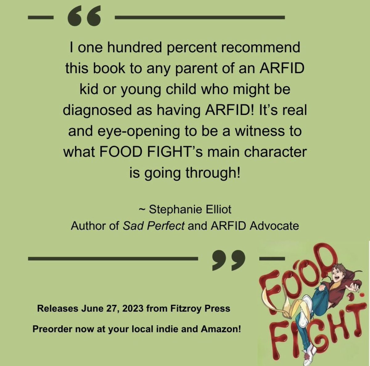 Thank you to Stephanie Elliot for this great review of Food Fight! Link to the full review tinyurl.com/2p8ewcw6
#ARFID #regalhouse #booksforward #middlegrade @stephanieelliot