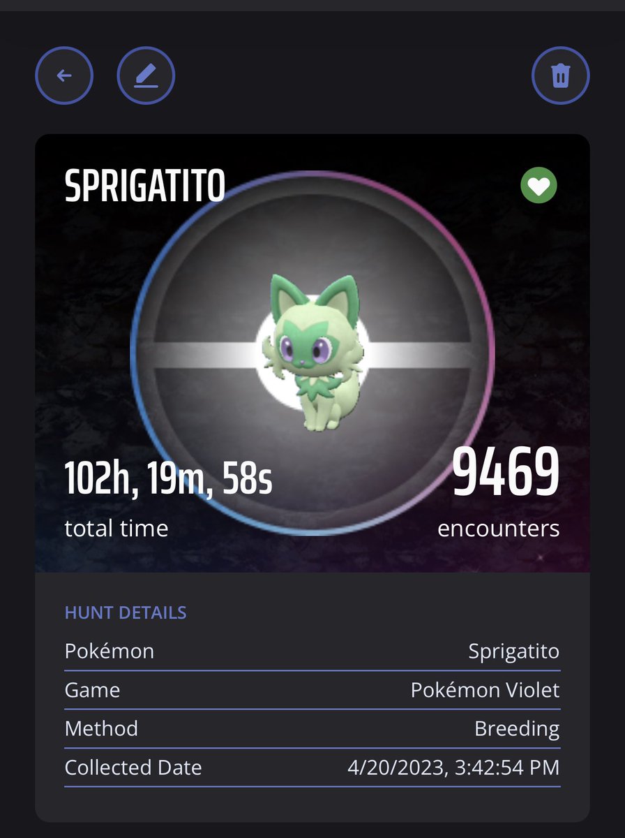 Spooky_Chu's tweet photo. Finally after months of gathering and hatching eggs I finally got my shiny weed cat, after 9469 Sprigatito hatched! Now to do it all over again for quaxly, after I beat the game. 

#EggMonth2023 #Pokemon #PokemonScarletViolet #ShinyPokemon https://t.co/e0Nn8nf7sk