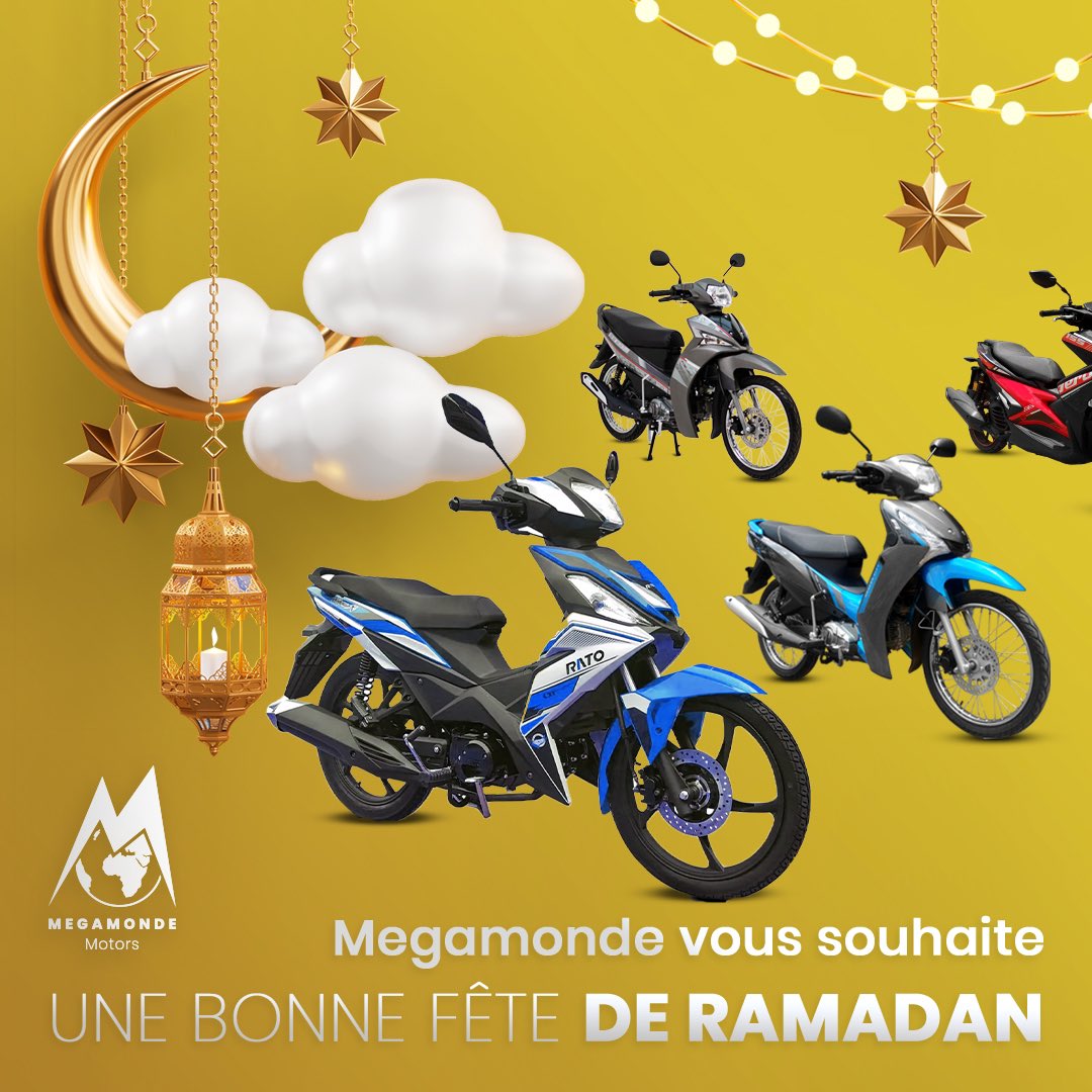 Megamonde's tweet photo. Au terme de ce mois de pénitence, nous souhaitons à tous une belle célébration du Eid el Fitre🌙. Puisse ALLAH nous accorder la paix, la santé, dans la prospérité 🤲🙏

#ramadan2023 #BurkinaFaso #moto #eidulfitr2023 https://t.co/hAwaEFKqgy