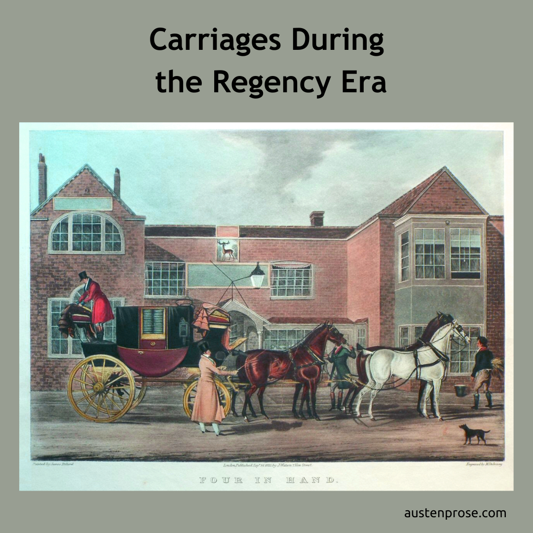 Austenprose's tweet photo. Have you read GEORGETTE HEYER'S REGENCY WORLD, by @JenKloester?

It contains a wealth of information on the Regency life in Georgette Heyer and Jane Austen's novels. I was researching carriages and coaching today and wanted to share this tidbit about 4-In-Hand carriages.

"The four-in-hand, also known as a drag, usually referred to a closed carriage pulled by four horses such as the Mail and the public stagecoach. Similar in design to each other, these carriages were built to accommodate both people and freight, with a solid central body suspended over a wooden perch undercarriage with springs, a large boot at the rear with a seat for outside passengers and another space for luggage under the driver's box. The roof was also built to hold passengers as well as luggage and the total weight of a four-in-hand could sometimes exceed three tons. A sizeable coach had room for six people inside and eight to twelve persons could find room on the back, on the roof and on the coveted seat next to the driver." Chapter 8

I highly recommend GEORGETTE HEYER'S REGENCY WORLD. It is both informative and entertaining.

You can read our 5-STAR review for further details. https://t.co/QUeiktbgj0

#georgetteheyer #regencyhistory #regencycarriages #janeausten #georgetteheyersregencyworld