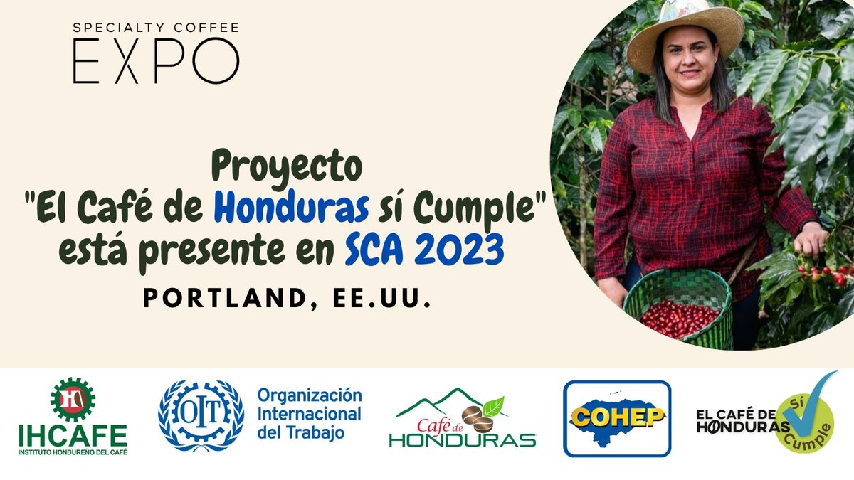 OIT_AmerCentral's tweet photo. Productores del proyecto “El Café de Honduras sí Cumple” de @Ihcafehn, @COHEPHonduras con apoyo técnico de #OITAméricaCentral en Feria @SpecialtyCoffee donde mostrarán la calidad de su grano y el éxito al implementar el Sistema de Cumplimiento Social
21 al 23 de abril https://t.co/MVqnLFzwNy
