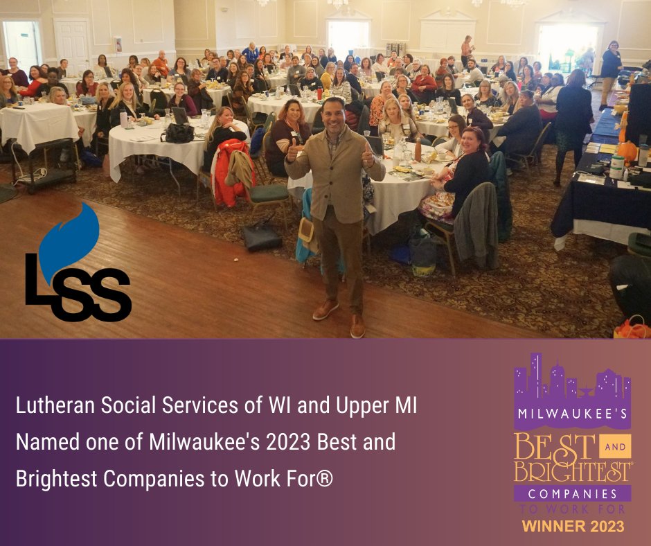 LSSWis's tweet photo. Lutheran Social Services of Wisconsin and Upper Michigan is happy to announce that we have been selected one of Milwaukee's Best and Brightest Companies to Work For for the THIRD year in a row! 

Learn why LSS continues to be a #WorkplaceOfChoice here: https://t.co/39687AXbzp https://t.co/C1tTqS9Ibn