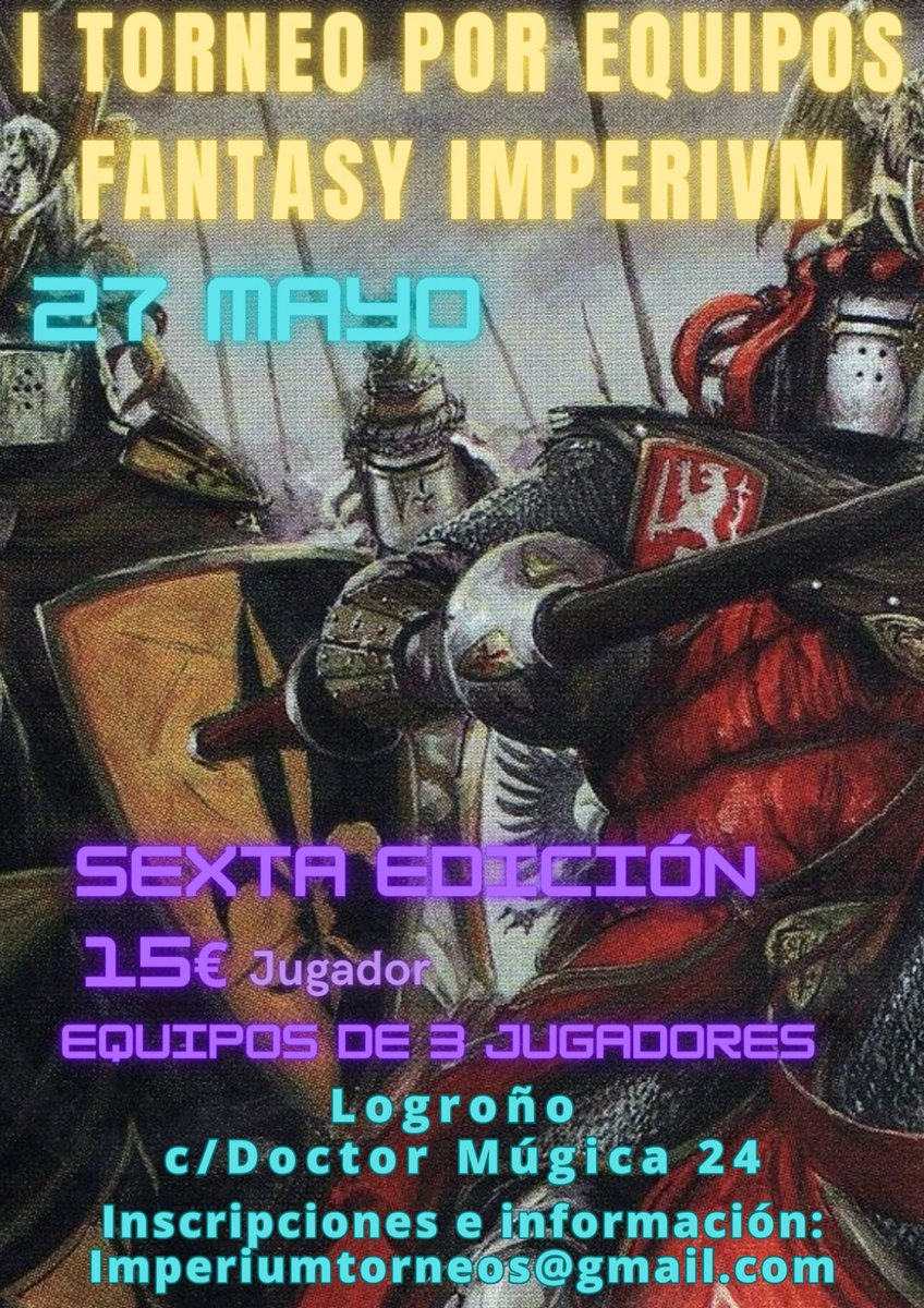 CordoLegendario's tweet image. ¿No puedes ir al Corona de Estalia pero tienes ganas de jugar a #WarhammerFantasy por equipos? Pues deberías pasarte el 27 de Mayo por Logroño...