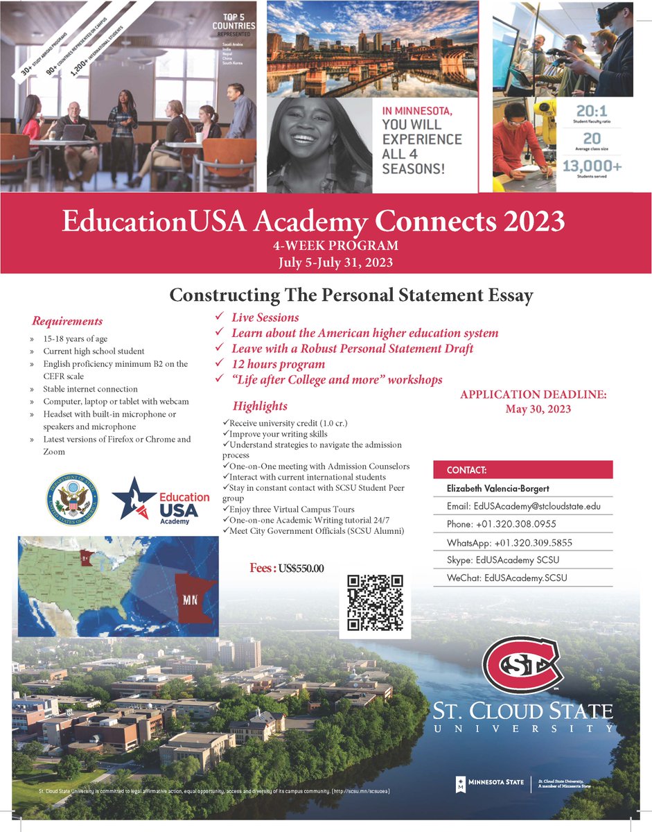 EducationUSA Academy Connects at St. Cloud State this summer
Register now stcloudstate.edu/outreach/conne…