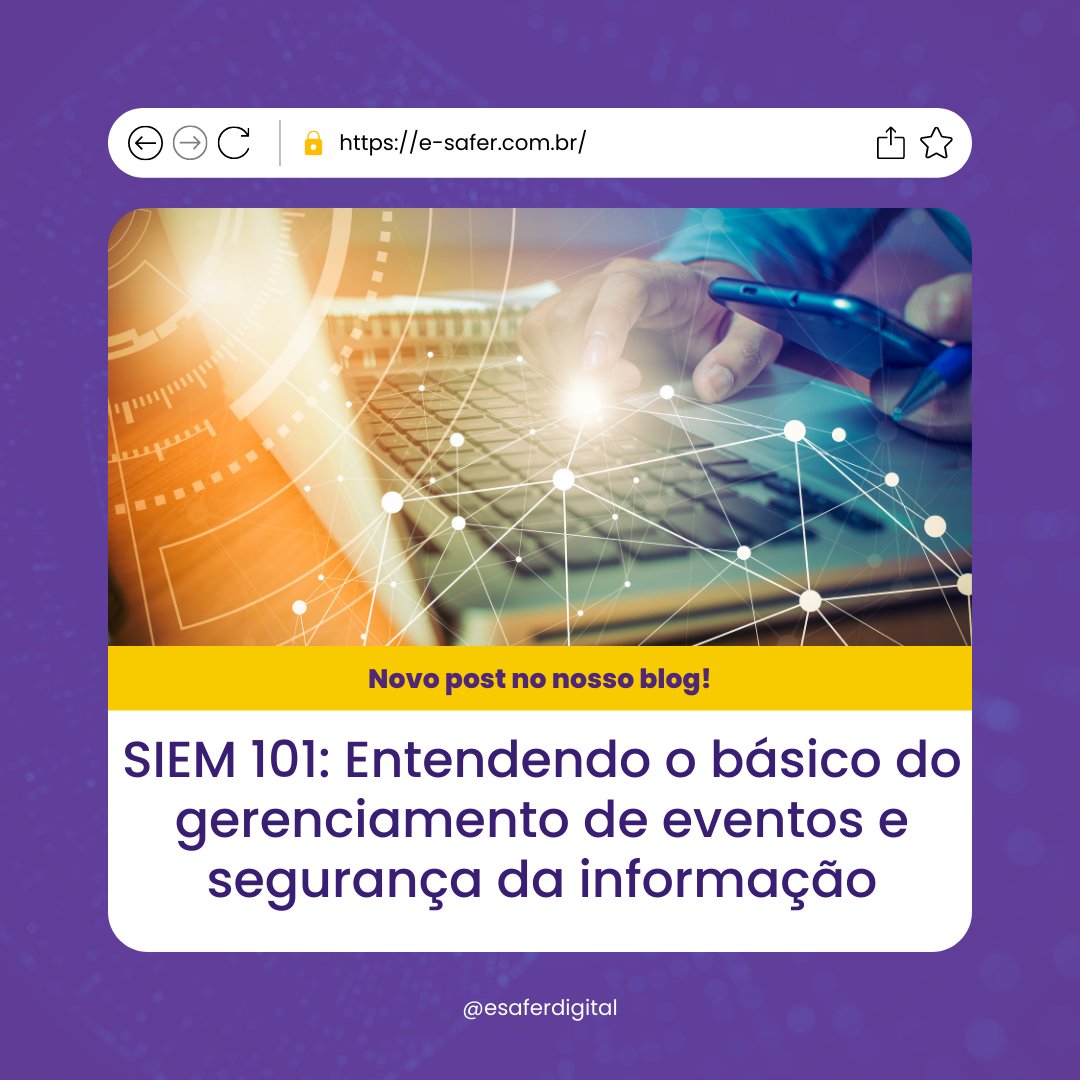 esaferdigital's tweet photo. Você sabe o que é SIEM? Ele pode ajudar na segurança da sua empresa, com recursos de gestão e monitoramento em tempo real para identificar atividades suspeitas em suas redes e sistemas. E SIEM as a Service, você sabe o que significa? 
Descubra no nosso novo post no Blog.
Link Bio https://t.co/M0jYqhu1Mu