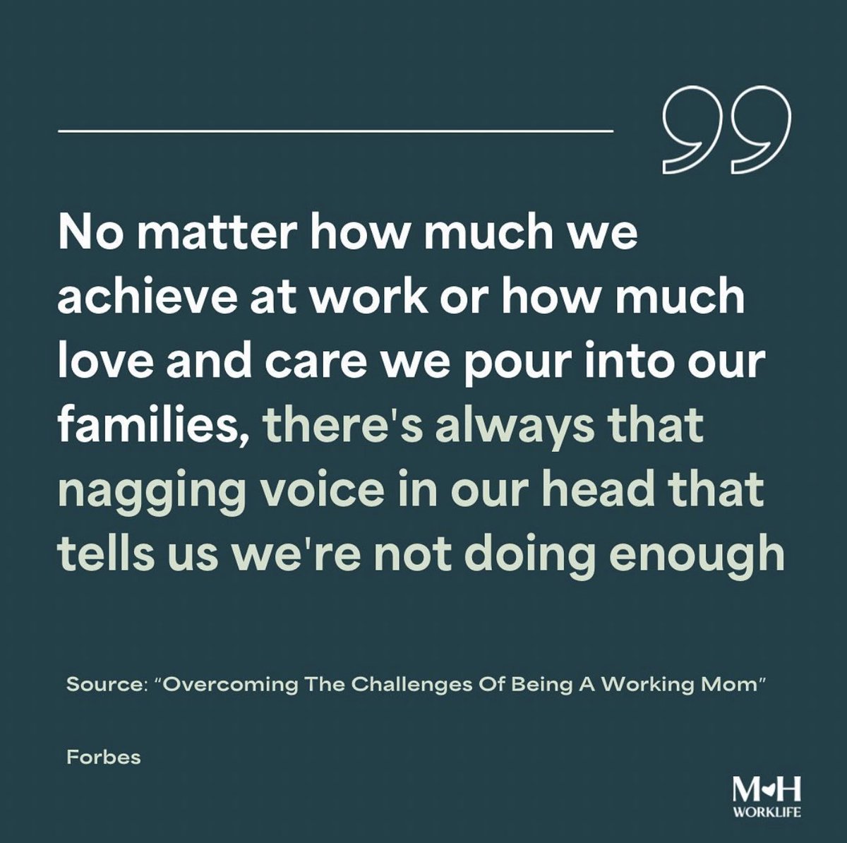 Being a #workingmom I am constantly feeling the push &amp; pull from all sorts of directions along with the rollercoaster of emotions. That nagging voice never goes away, but reminding self and YOU that you are enough, you are worthy, &amp; you are capable helps dim that doubt.