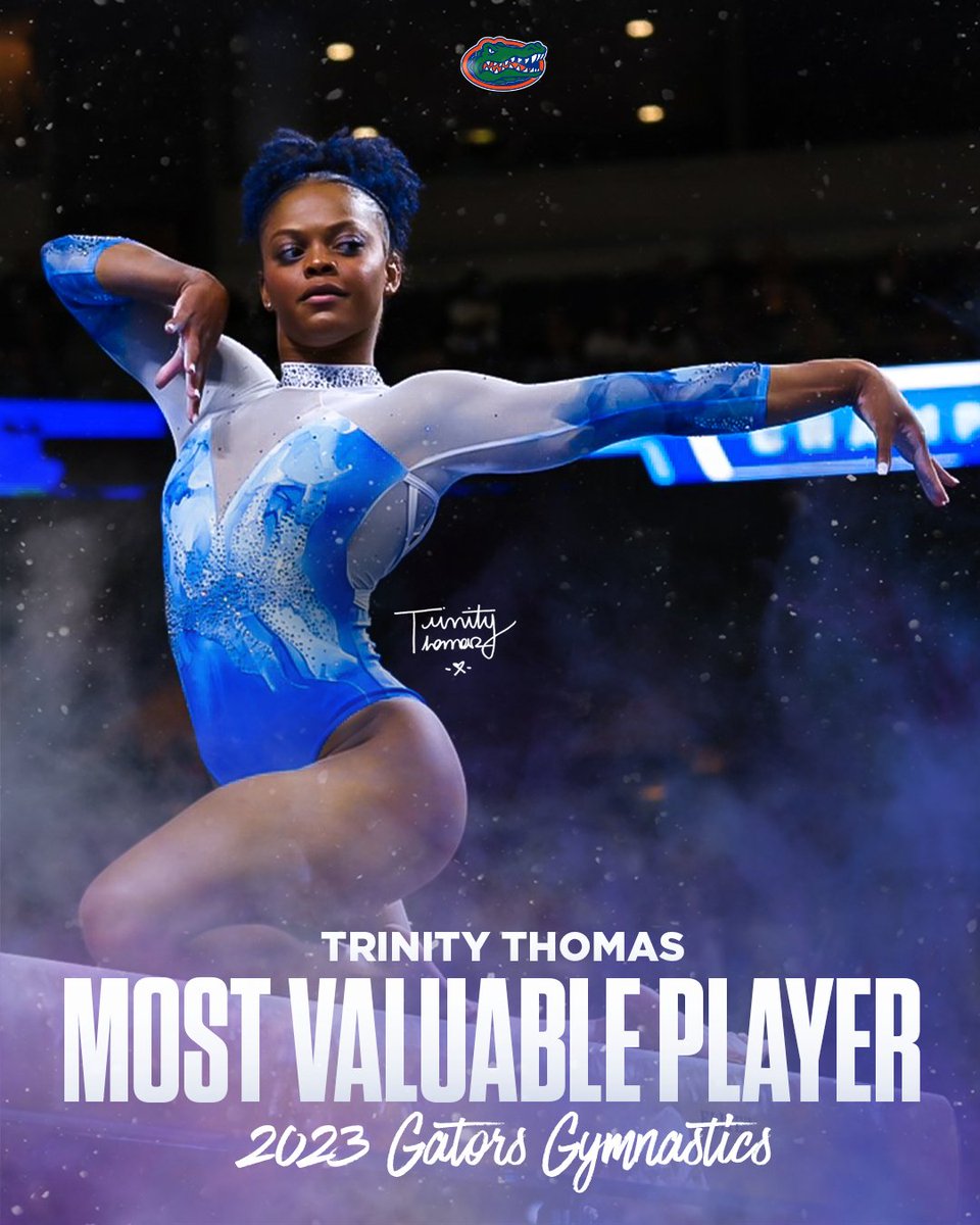Gators Gymnastics (@gatorsgym) on Twitter photo ๐ co-MVP
All-American ๐ง๐ฟ๐ถ๐ป๐ถ๐๐ ๐ง๐ต๐ผ๐บ๐ฎ๐' eight๐ led the nation in 2023 and moved her into a tie for the NCAA career lead at 2โฃ8โฃ.
Led the #Gators with 29 event titles.
#GoGators | ๐๐คธโโ๏ธ| <a href="/Gym_Trin/">Trinity Thomas</a> ๐ co-MVP
All-American ๐ง๐ฟ๐ถ๐ป๐ถ๐๐ ๐ง๐ต๐ผ๐บ๐ฎ๐' eight๐ led the nation in 2023 and moved her into a tie for the NCAA career lead at 2โฃ8โฃ.
Led the #Gators with 29 event titles.
#GoGators | ๐๐คธโโ๏ธ| <a href="/Gym_Trin/">Trinity Thomas</a>