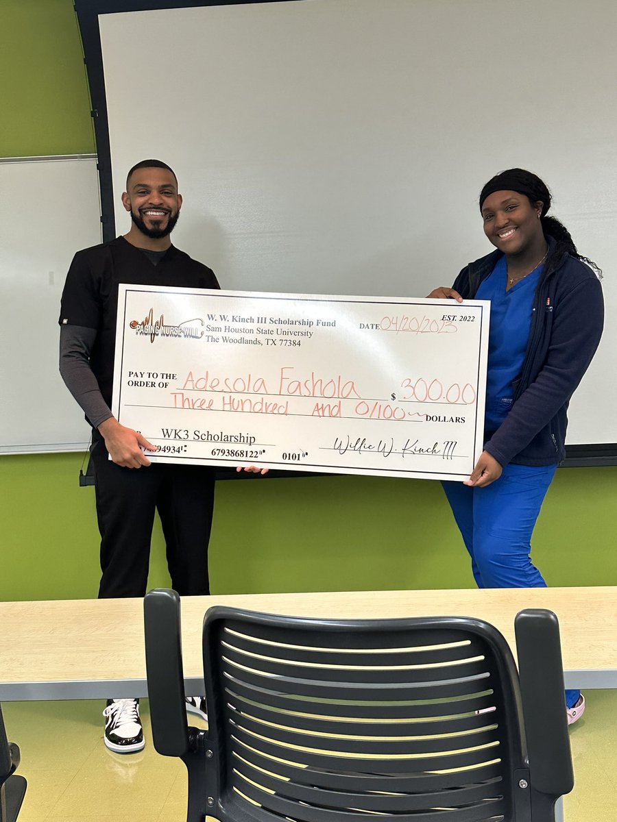 PagingNurseWill's tweet photo. I would just like to thank SHSU MIN for allowing me to give the WK3 Scholarship of Excellence to our amazing winner Mrs Adesola Fashola!! 

Unfortunately she was unable to make it to this meeting, but her best friend was able to accept it in green honor and give her a call! https://t.co/27ylvTpAnP