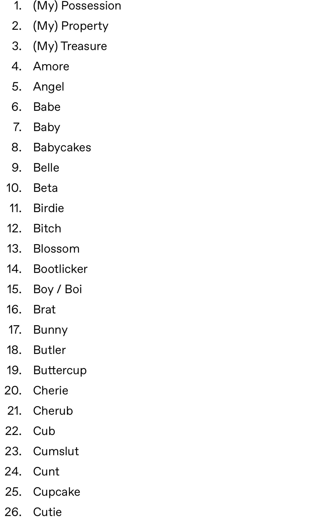 Lovely On Twitter 100 Pet Names For Doms To Call Their Subs Https t lovely-on-twitter-100-pet-names-for-doms-to-call-their-subs-https-t