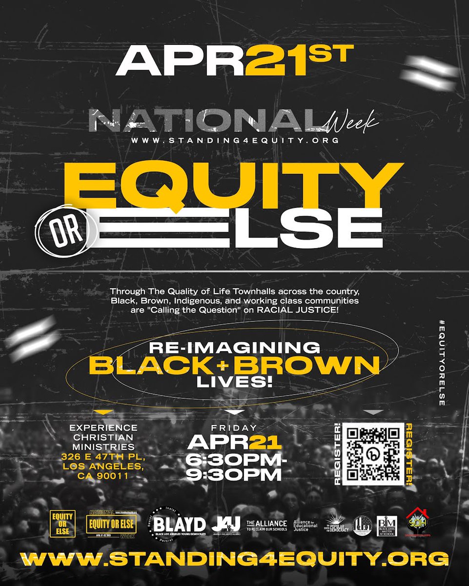 DBaileyJ4J (@dbaileyj4j) on Twitter photo #EquityorElse #QualityofLife
Town Hall {April 21 2023}
Visit- bit.ly/EOETownHallLA
Housing, Education, Youth Investment, Environment + More!
<a href="/J4J_USA/">Journey For Justice Alliance</a> <a href="/TheReal_ECM/">Experience Christian Ministries</a> #LosAngeles #EoE #EoEWeek #EquityOrElseWeek #NationalEoEWeek #EquityorElse #QualityofLife
Town Hall {April 21 2023}
Visit- bit.ly/EOETownHallLA
Housing, Education, Youth Investment, Environment + More!
<a href="/J4J_USA/">Journey For Justice Alliance</a> <a href="/TheReal_ECM/">Experience Christian Ministries</a> #LosAngeles #EoE #EoEWeek #EquityOrElseWeek #NationalEoEWeek