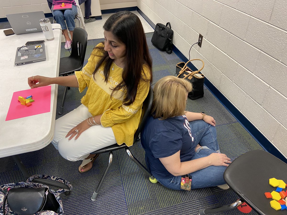 MsBrennan2's tweet photo. Kindergarten teachers ⁦@CoatesES⁩ started their team planning day by honing their communication skills, while having a little fun. One partner had to describe how to build the structure while the builder was unable to see. How do yo think the did? https://t.co/mWq7UdhaFh