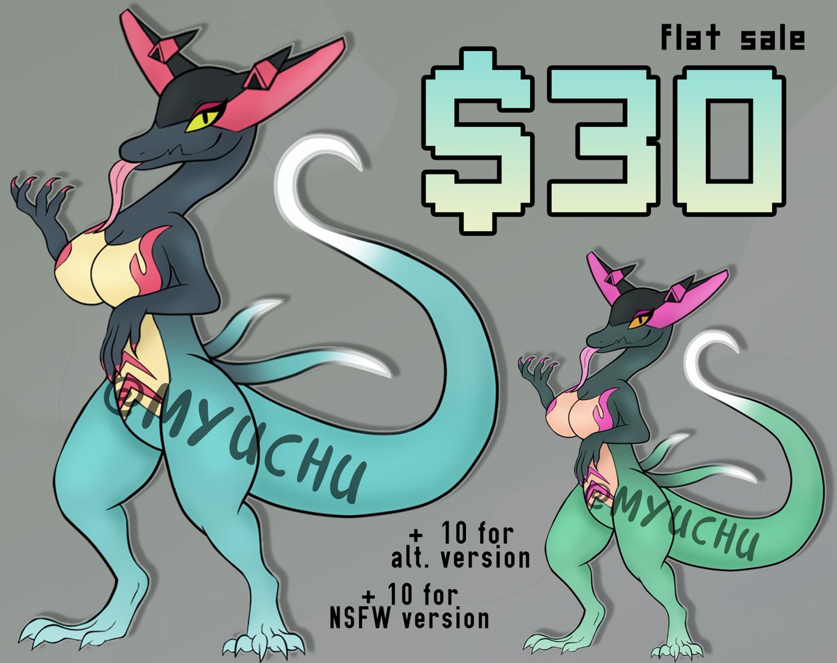 MyuchuMew's tweet photo. SALAZZLE/DRAGAPULT FUSION ADOPTABLE
FLAT SALE: $30(+10 for extras) 
Comment or dm to claim!
#adopts #adoptables #adoptbot #furry https://t.co/MGDcdzuOis