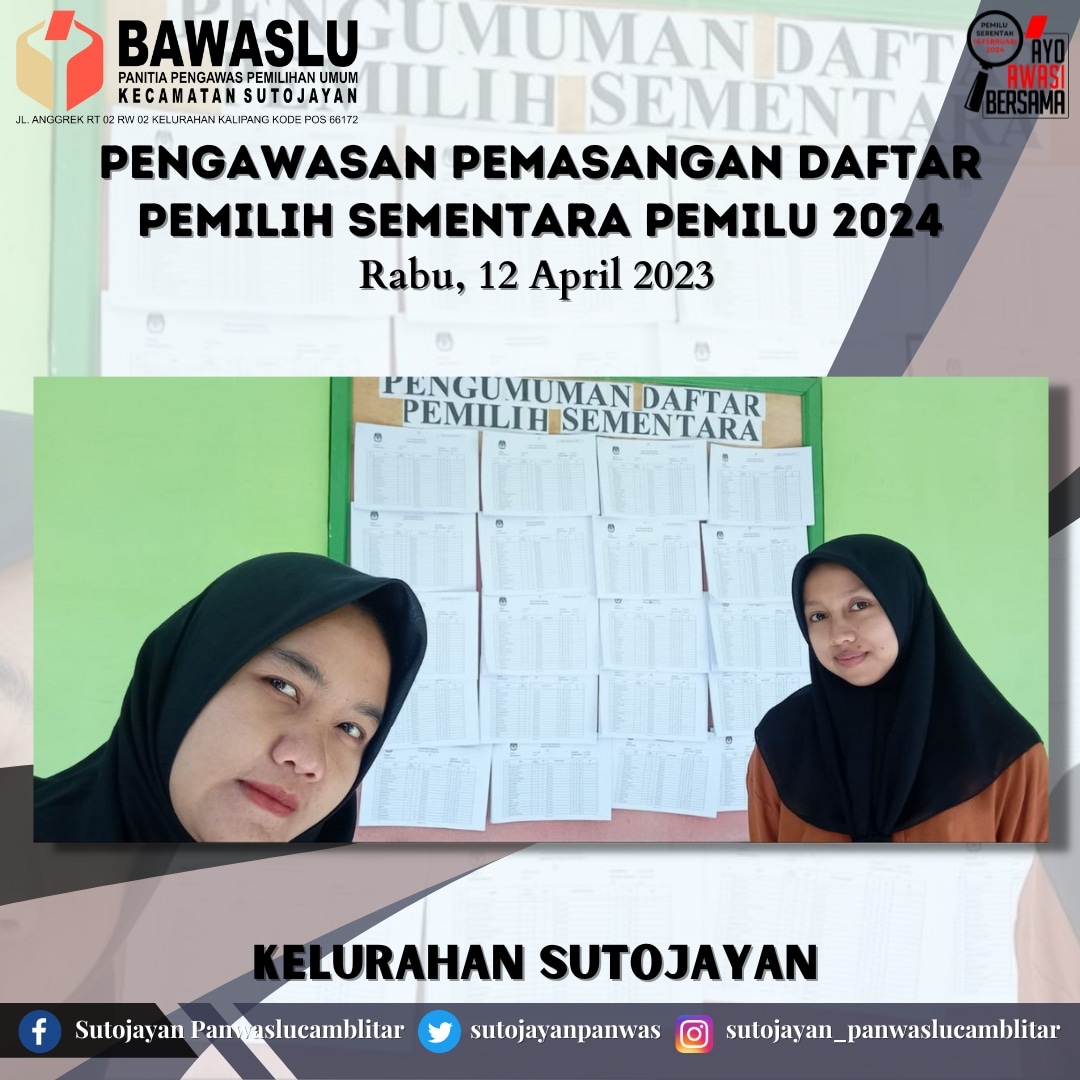 sutojayanpanwas's tweet photo. #panwaslukecamatansutojayan
#bawaslukabupatenblitar
#bawaslumengawasi
#bawasluberkolaborasi
#ayoawasibersama
#pemilu2024
#sutojayan
#jarimuawasipemilu https://t.co/uY8PW47AWL