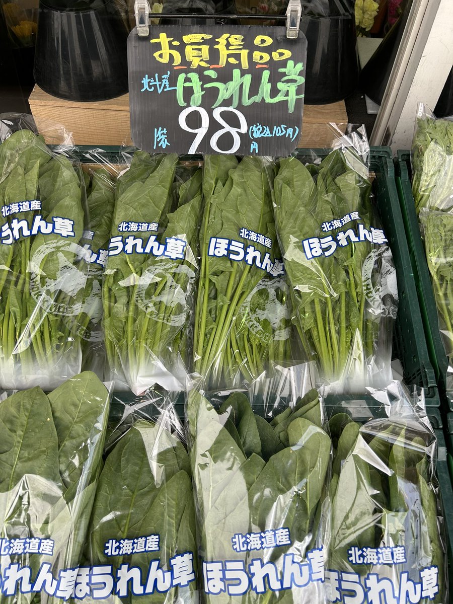 musashiya__6348's tweet image. おはようございます☀まだまだ肌寒いあさですね〜💦
本日お買得商品です！！
・ほうれん草1袋98円
・春菊1袋98円
・ミニトマト1ﾊﾟｯｸ128円
フキ・あずきな・しどけなどの山菜類も入荷してます！
宜しくお願いします😊⤴️⤴️